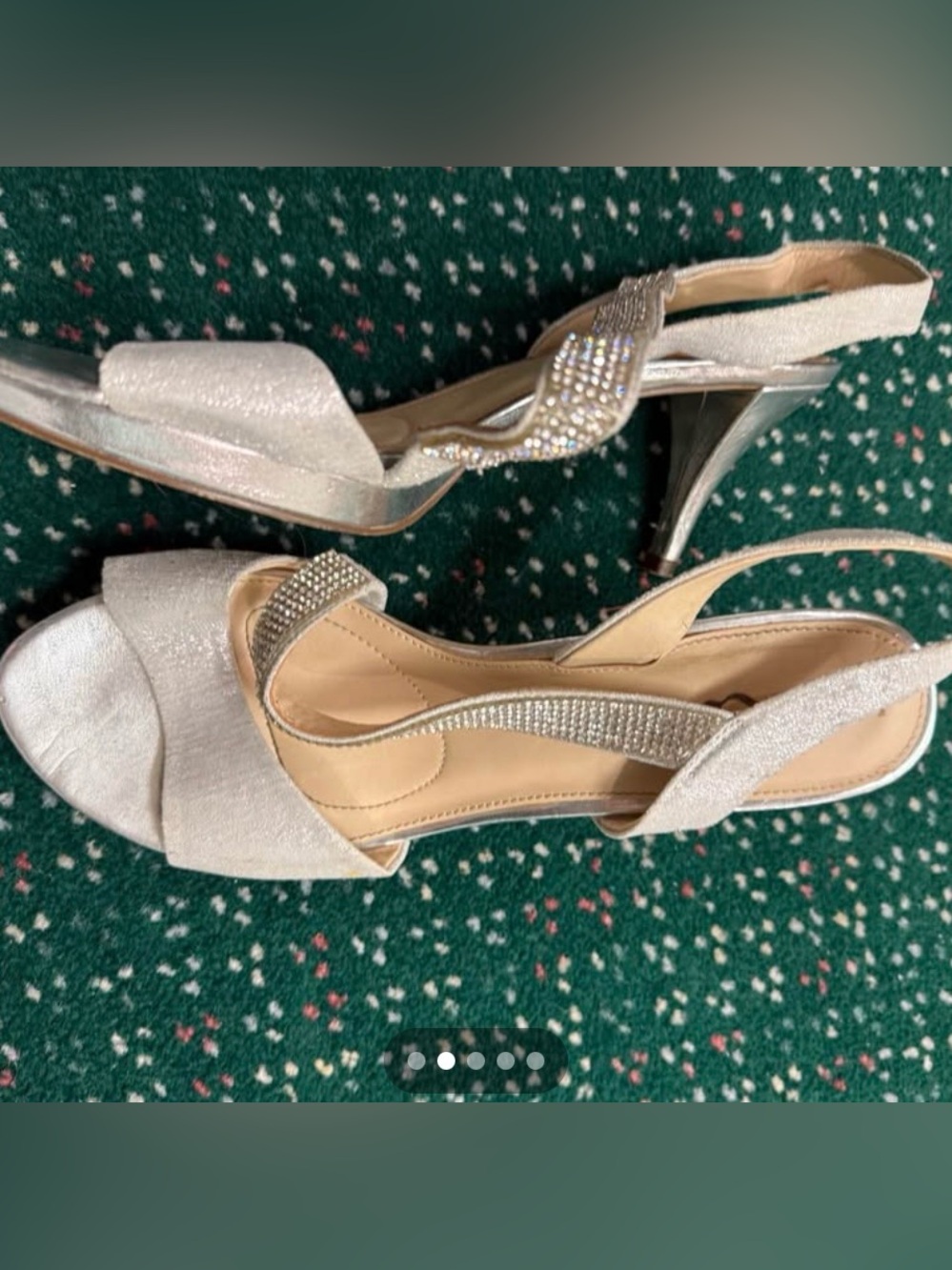 Naya Silver Rhinestone Slingback Heels